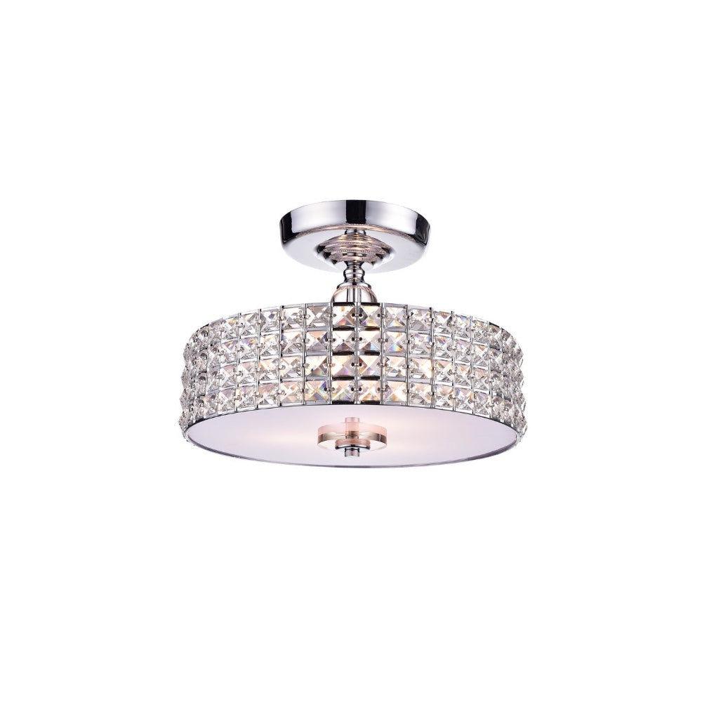 3-Light Shaded Drum Semi Flush Mount