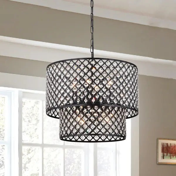 2-Tier 8-Light Drum Chandelier