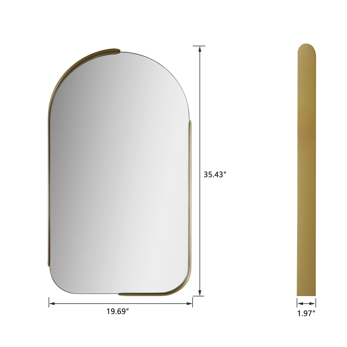 MacLuu Arch Half Frame Metal Wall Mirror