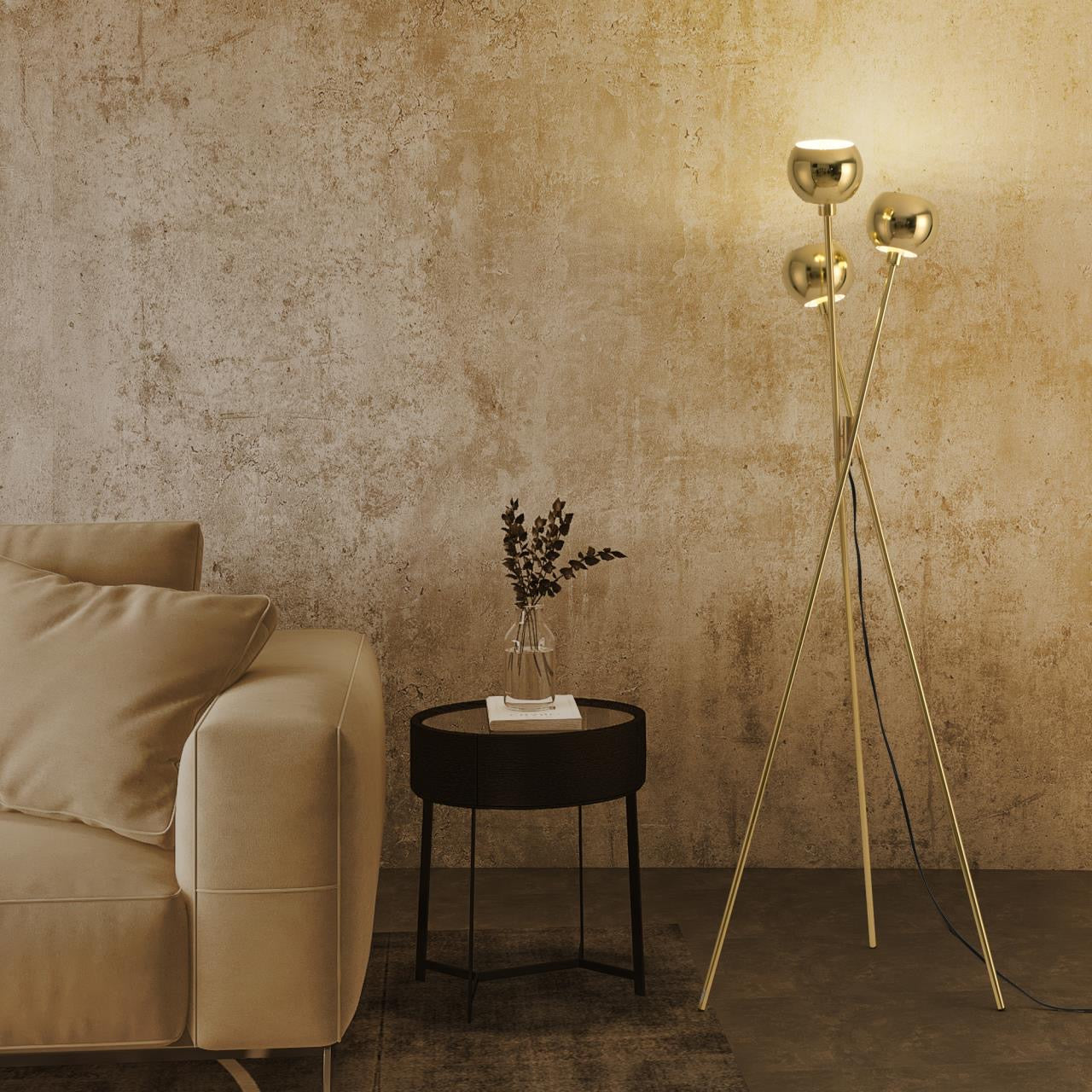 MacLuu 68 Inch Gold Metal Tripod Floor Lamp