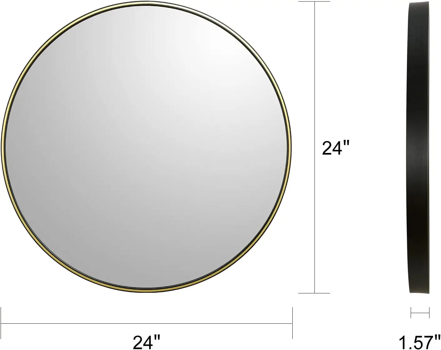 MacLuu 24 Inch Black Round Metal Wall Mirror