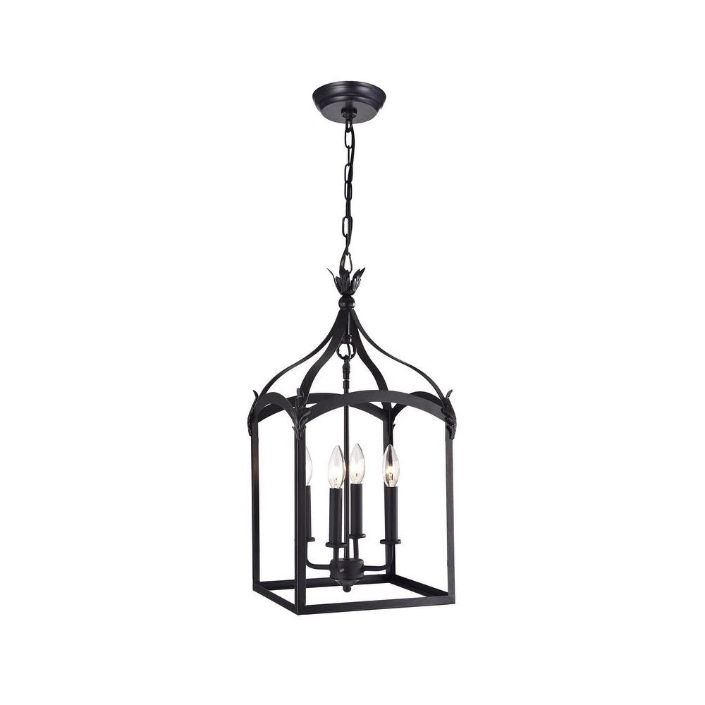 Black Metal 4-Light Foyer Pendant