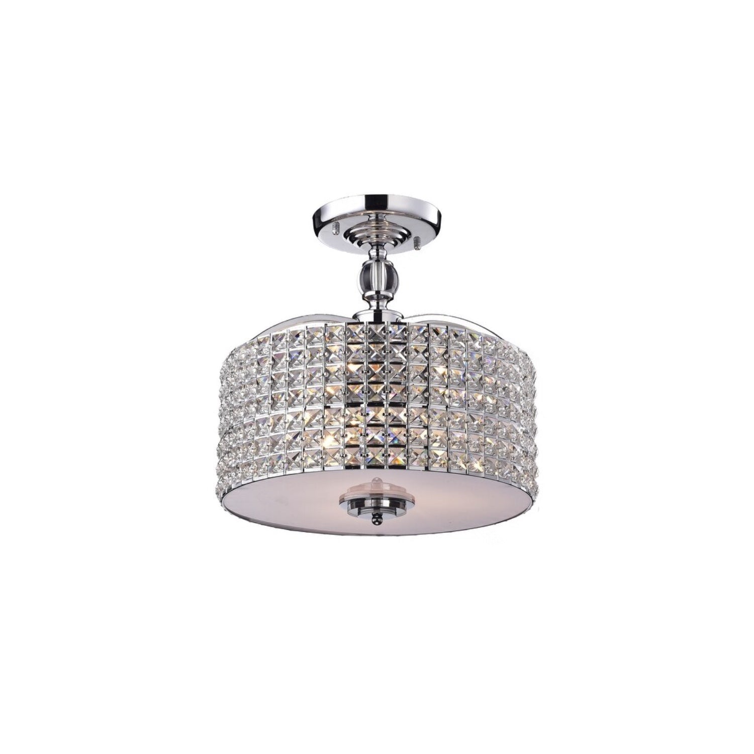 3-Light Chrome Crystal Semi Flush Mount