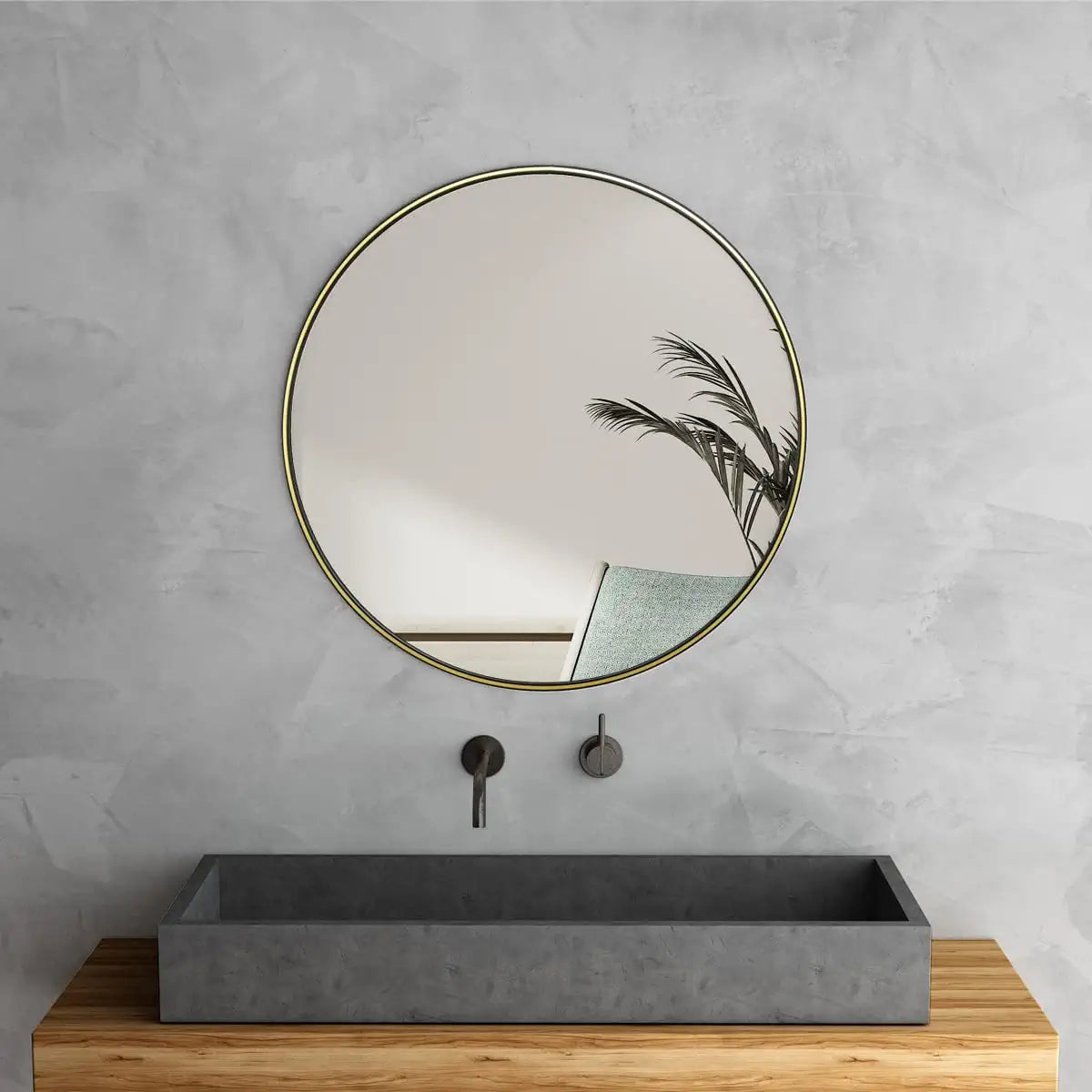 MacLuu 24 Inch Black Round Metal Wall Mirror