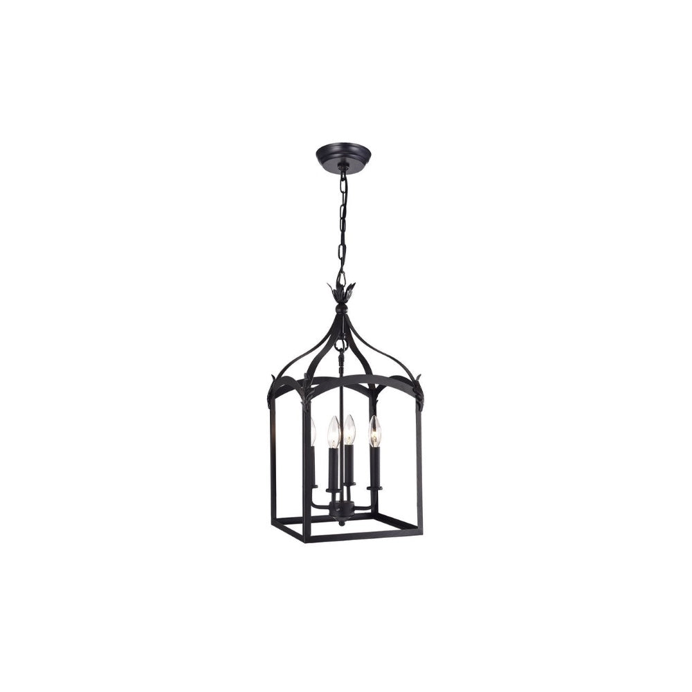 Black Metal 4-Light Foyer Pendant