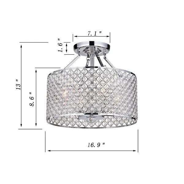 Iron and Glass 4-Light Semi-flush Ceiling Light Fixture