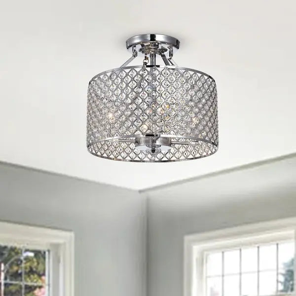 Iron and Glass 4-Light Semi-flush Ceiling Light Fixture