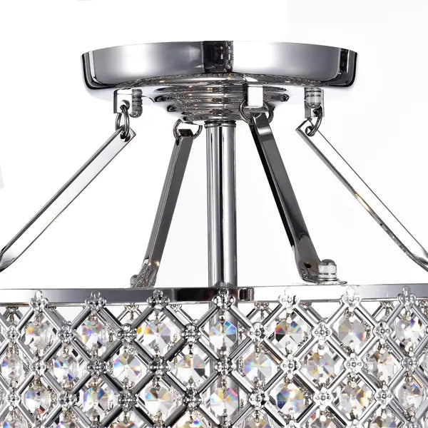 Iron and Glass 4-Light Semi-flush Ceiling Light Fixture