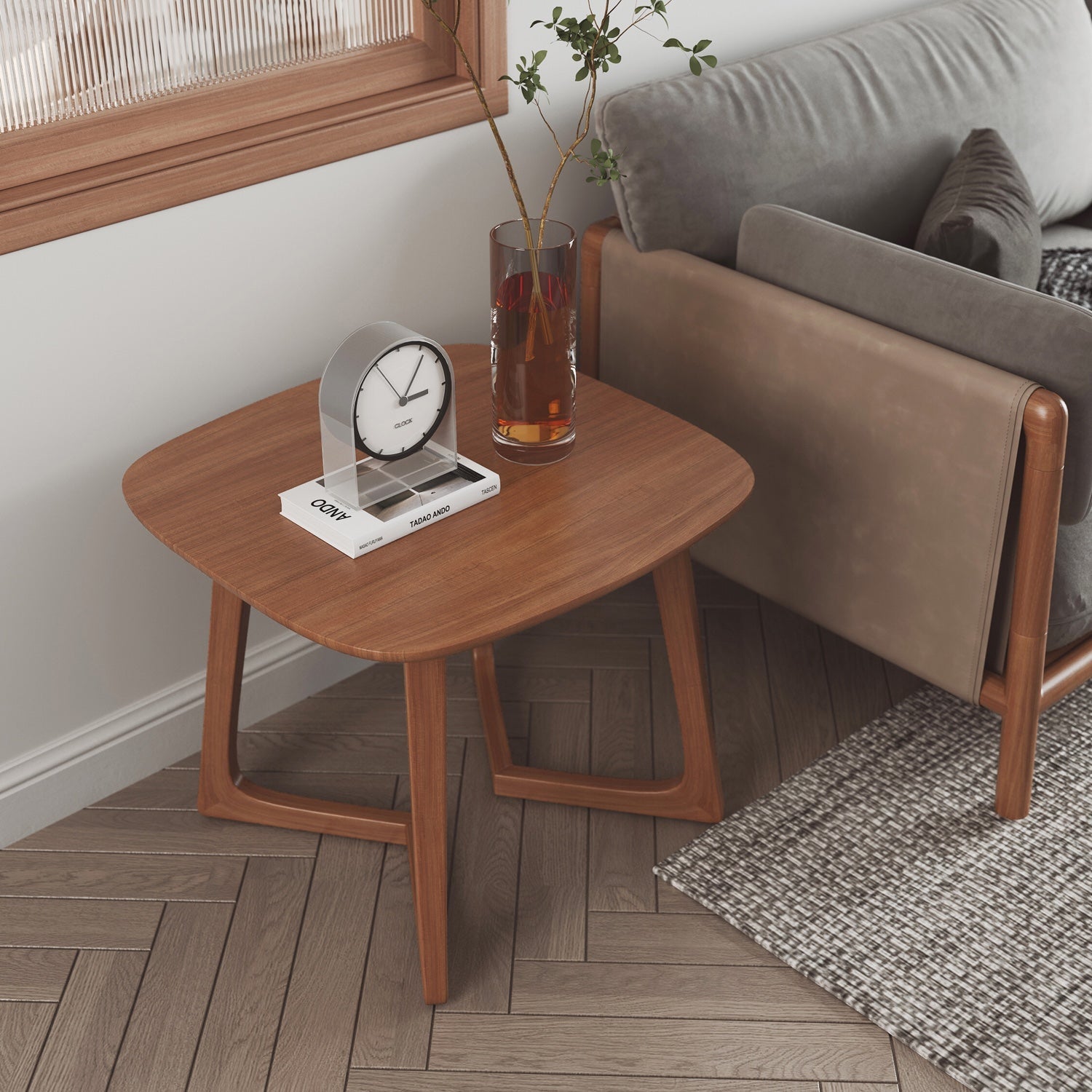 MacLuu Scandinavian Rectangle Solid Wood End Table