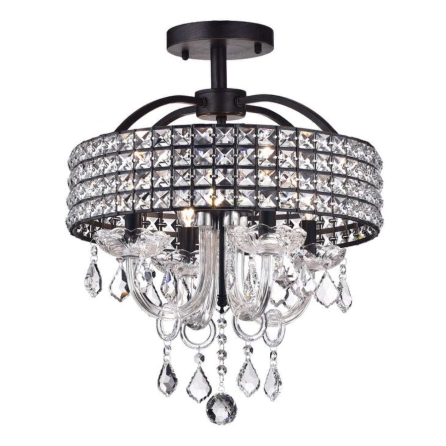 4-Light Black Semi-flush-mount Fixture