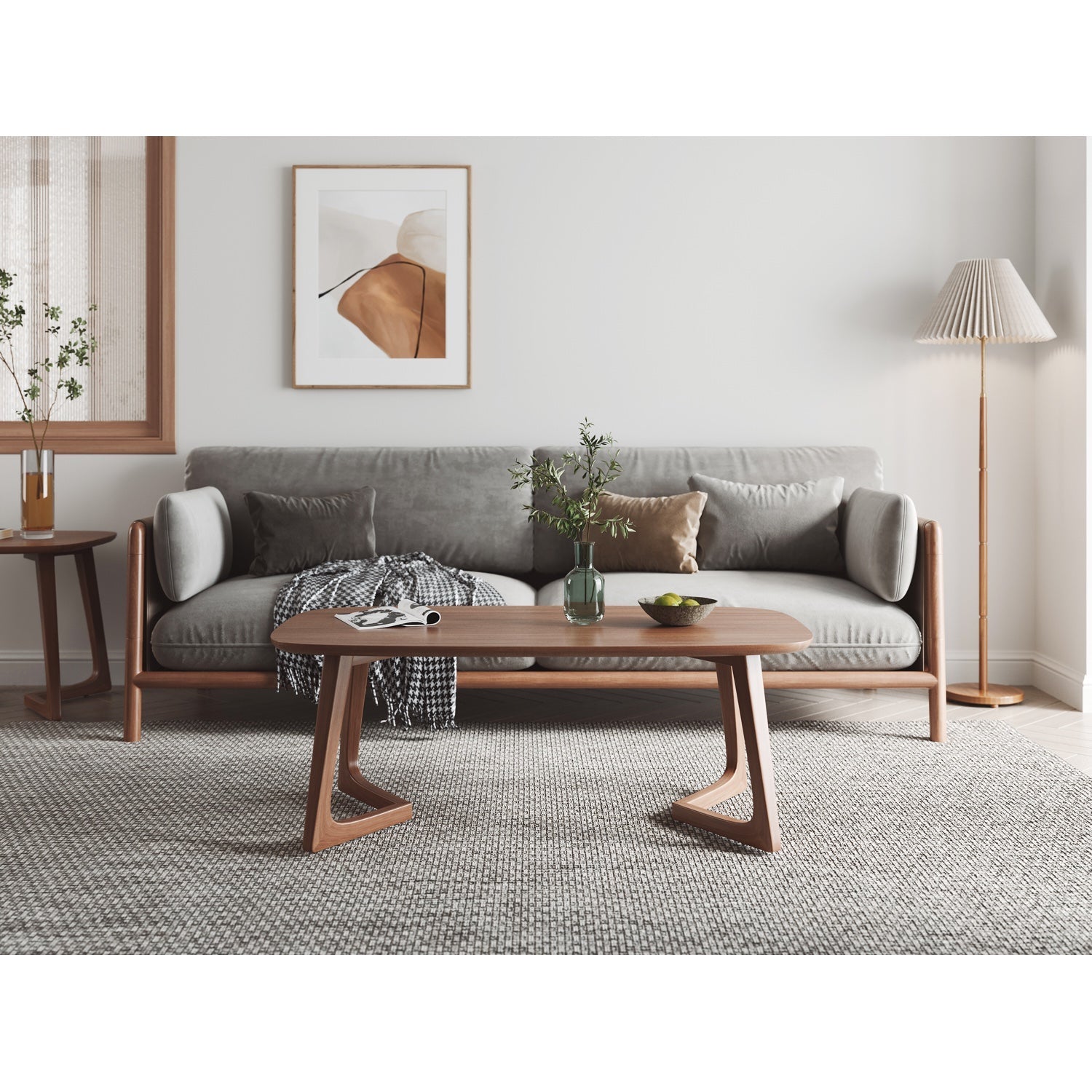 MacLuu Scandinavian Rectangle Solid Wood Coffee Table