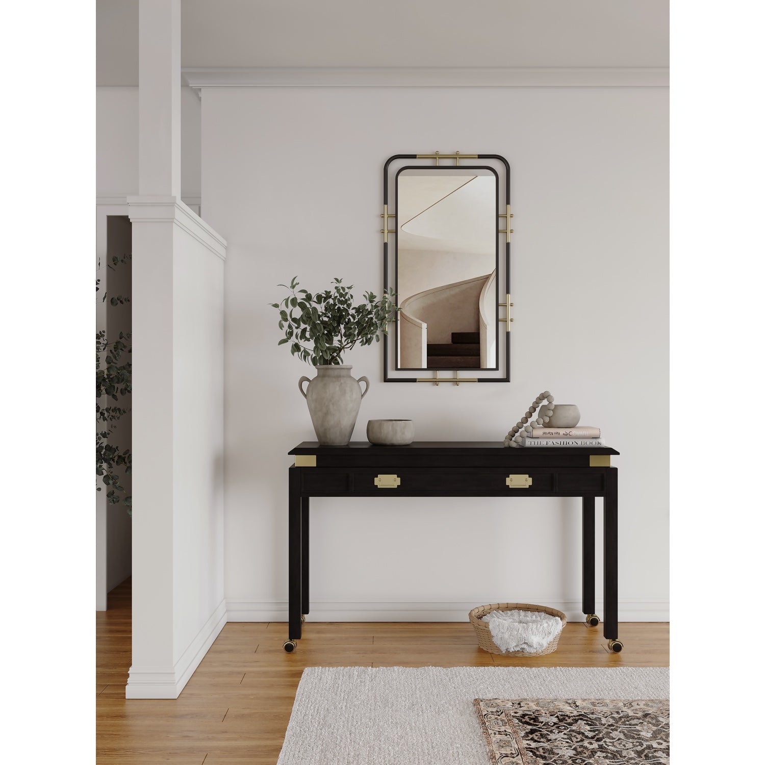 MacLuu Black and Gold Rectangle Wall Mirror