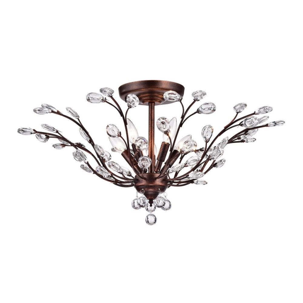 5-Light Cluster Semi Flush Mount Brownish Black