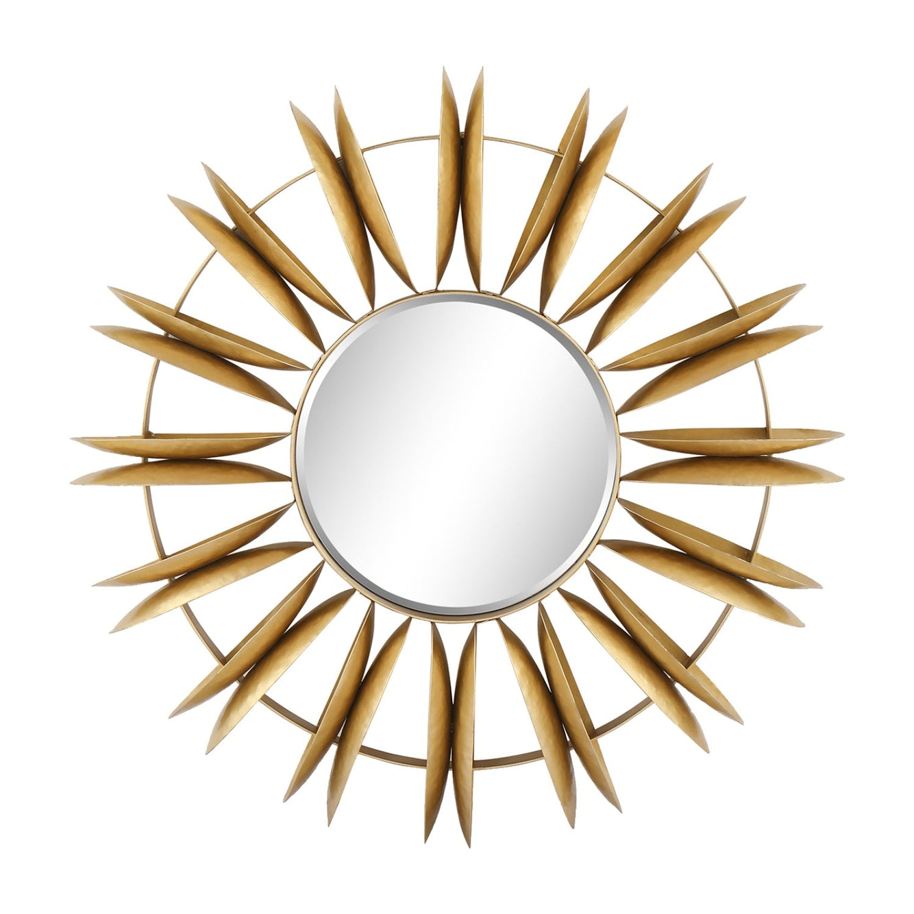 MacLuu Sunburst Aesthetic Sunflower Metal Wall Mirror