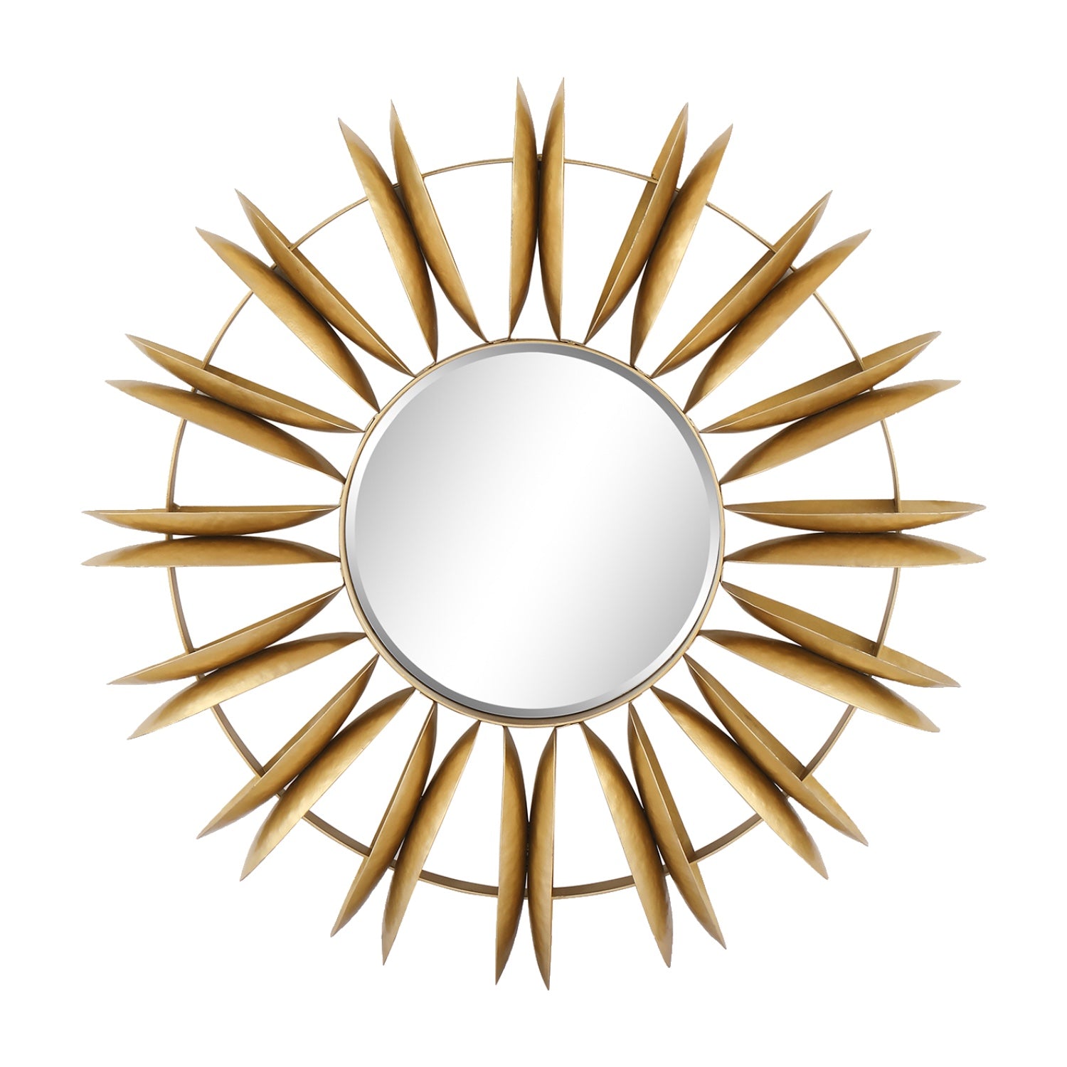 MacLuu Sunburst Aesthetic Sunflower Metal Wall Mirror