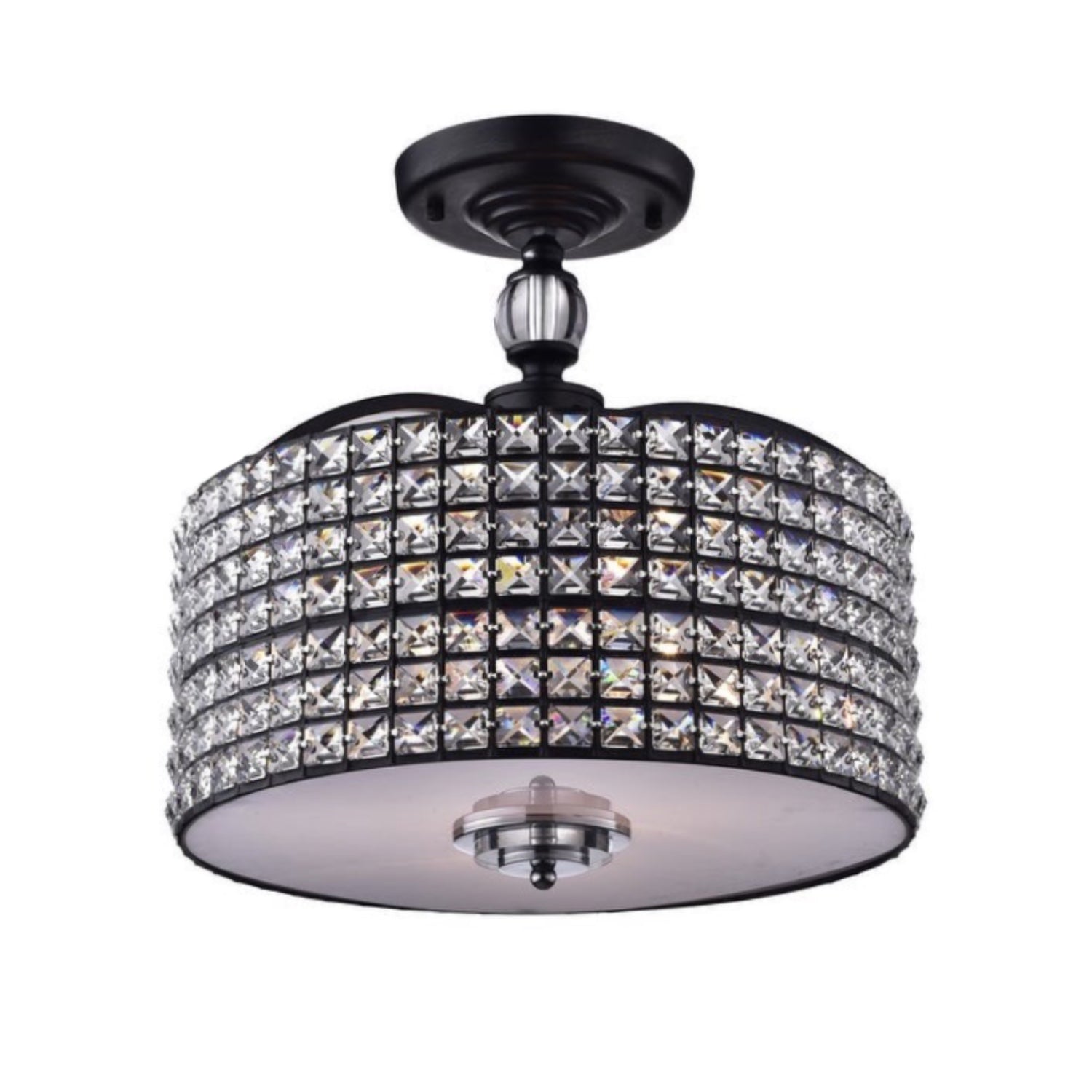 3-Light Black Semi Flush Mount