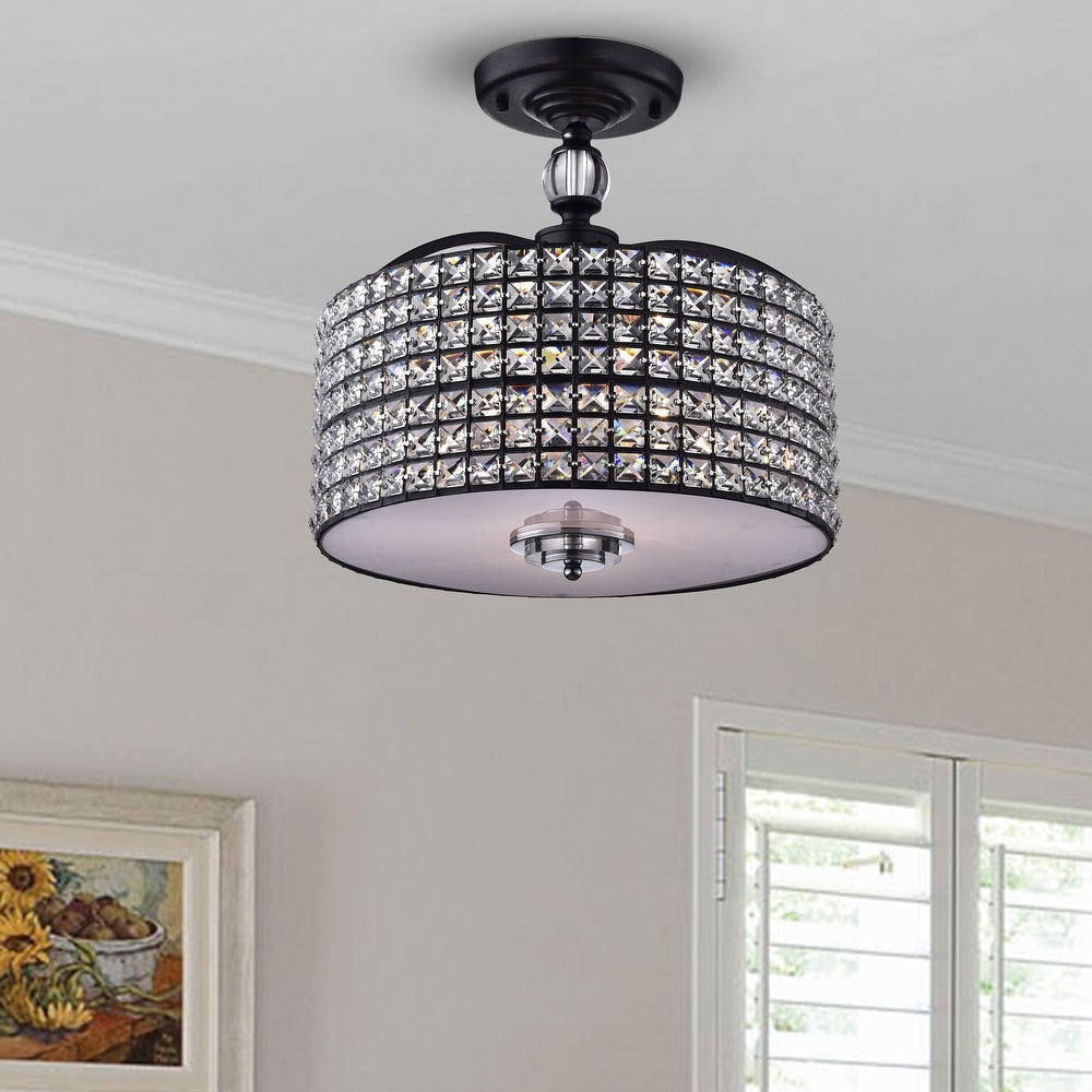 3-Light Black Semi Flush Mount