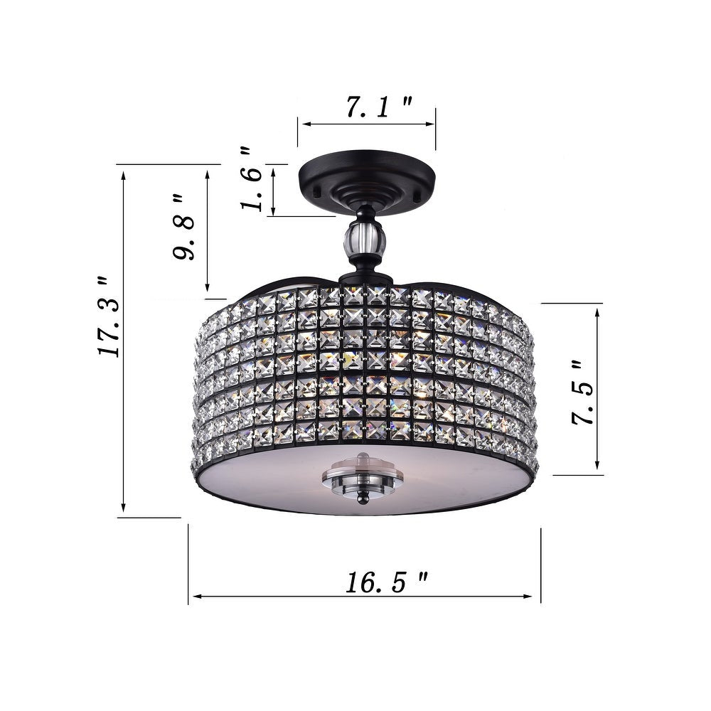 3-Light Black Semi Flush Mount