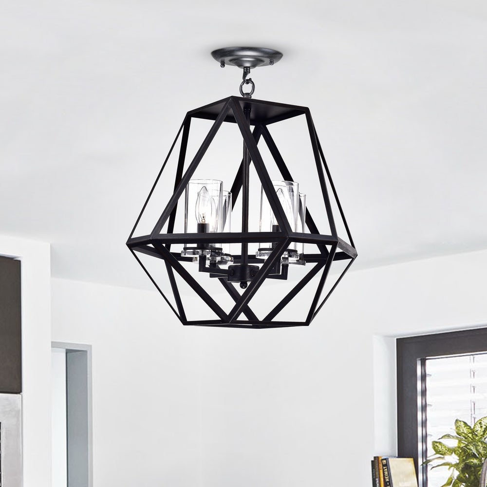 4-Light Geometric Metal Chandelier