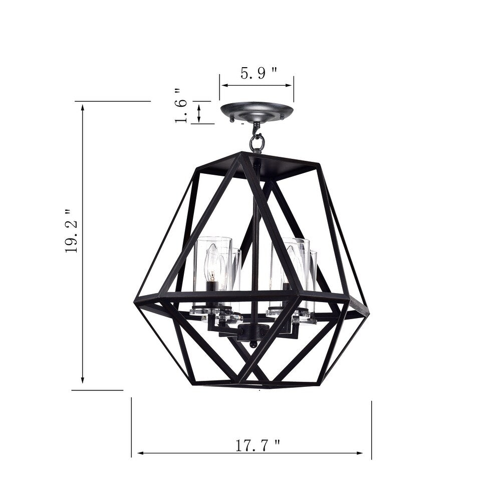 4-Light Geometric Metal Chandelier