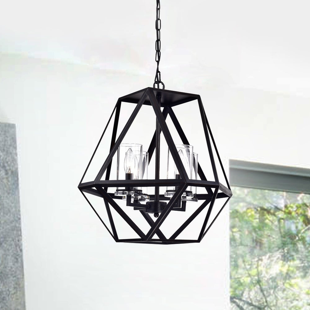 4-Light Geometric Metal Adjustable Chandelier