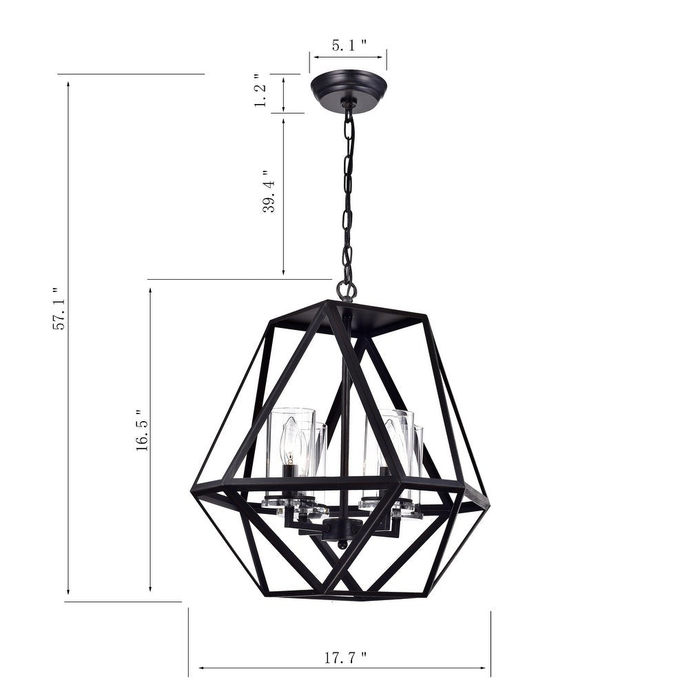 4-Light Geometric Metal Adjustable Chandelier