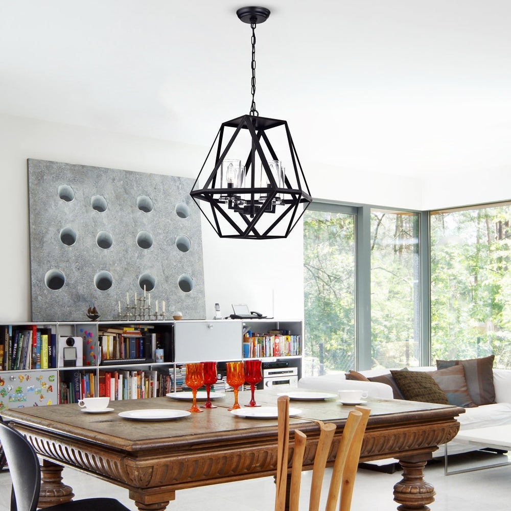 4-Light Geometric Metal Adjustable Chandelier