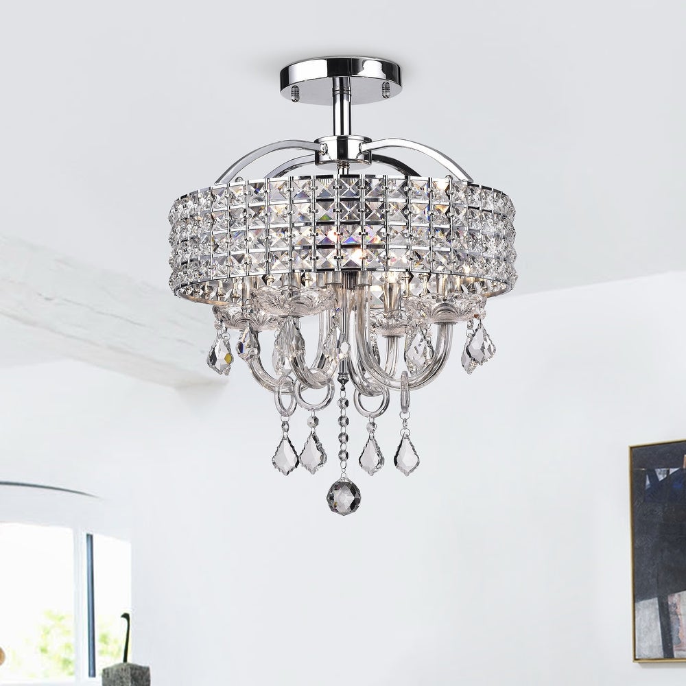 4-Light Chrome Semi-flush-mount Fixture