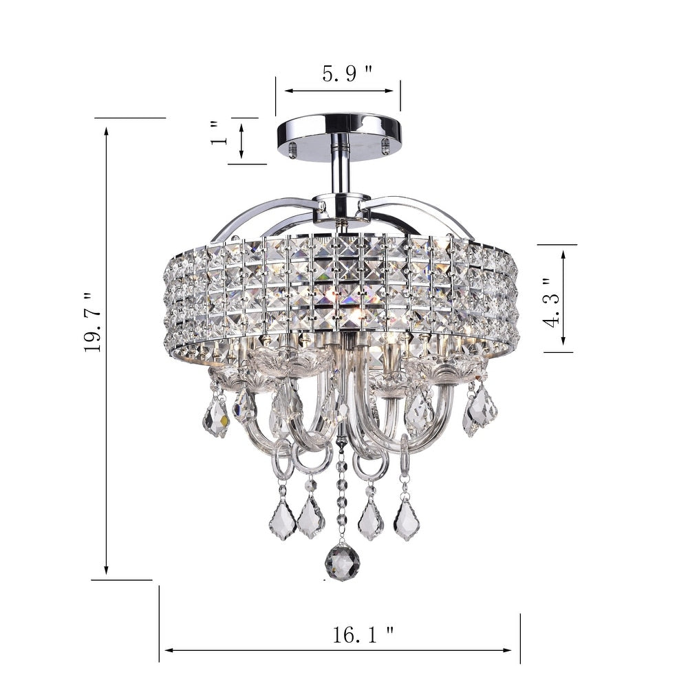 4-Light Chrome Semi-flush-mount Fixture