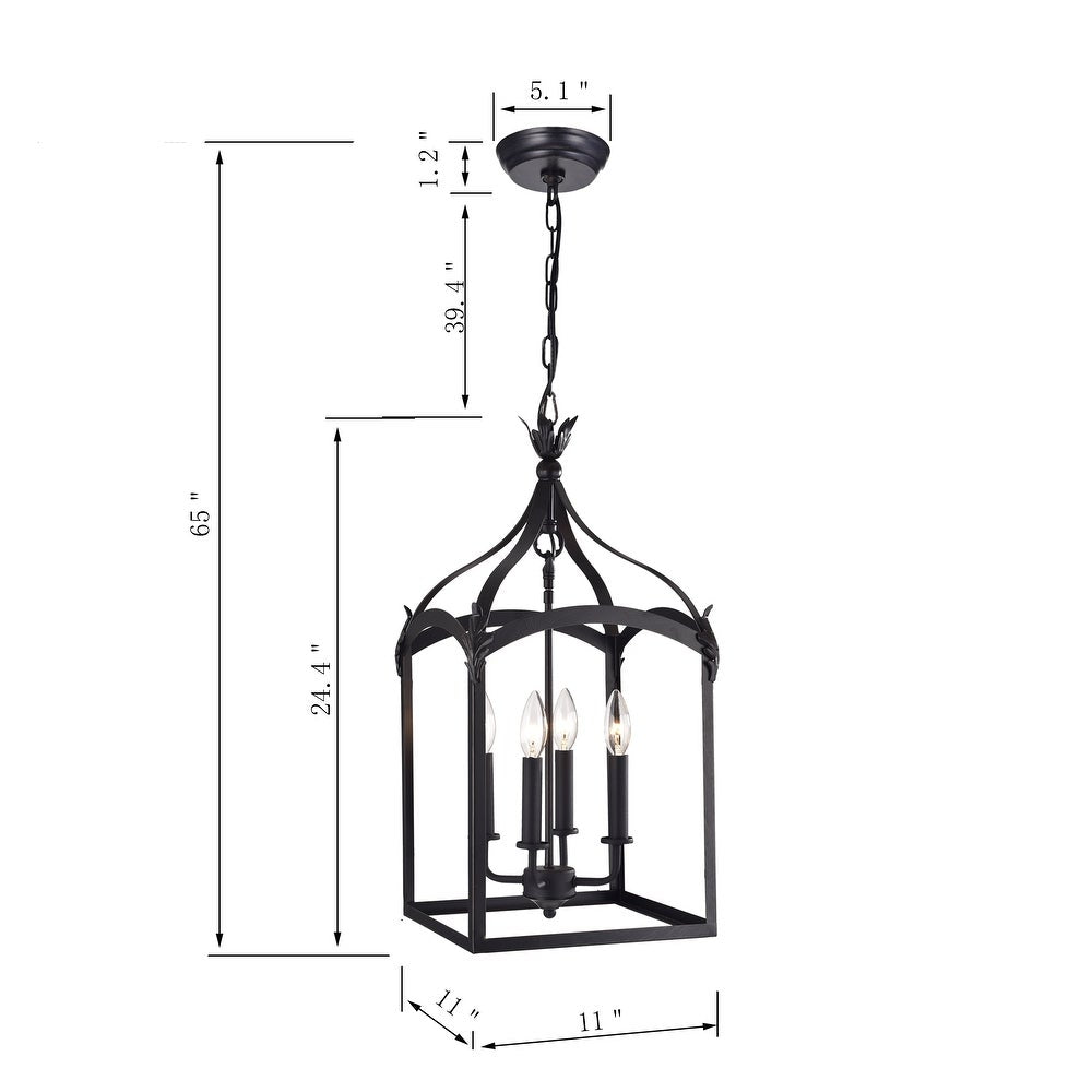 Black Metal 4-Light Foyer Pendant