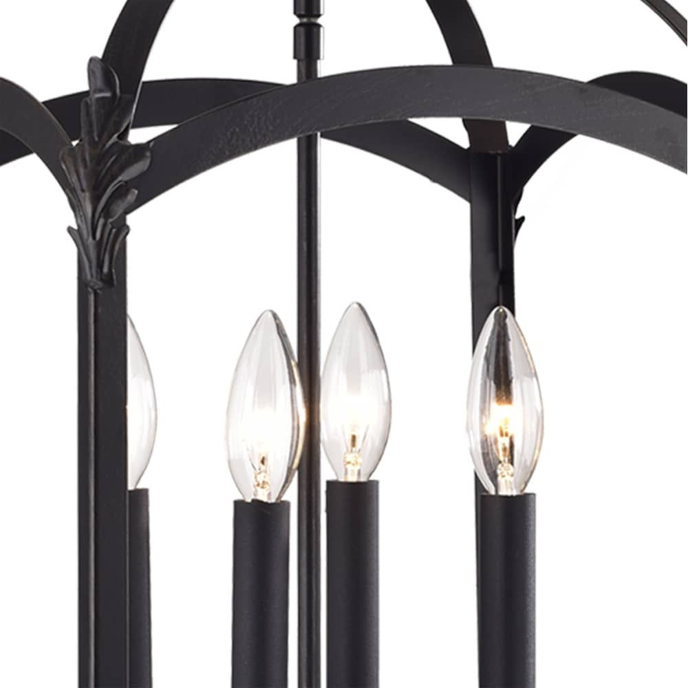 Black Metal 4-Light Foyer Pendant