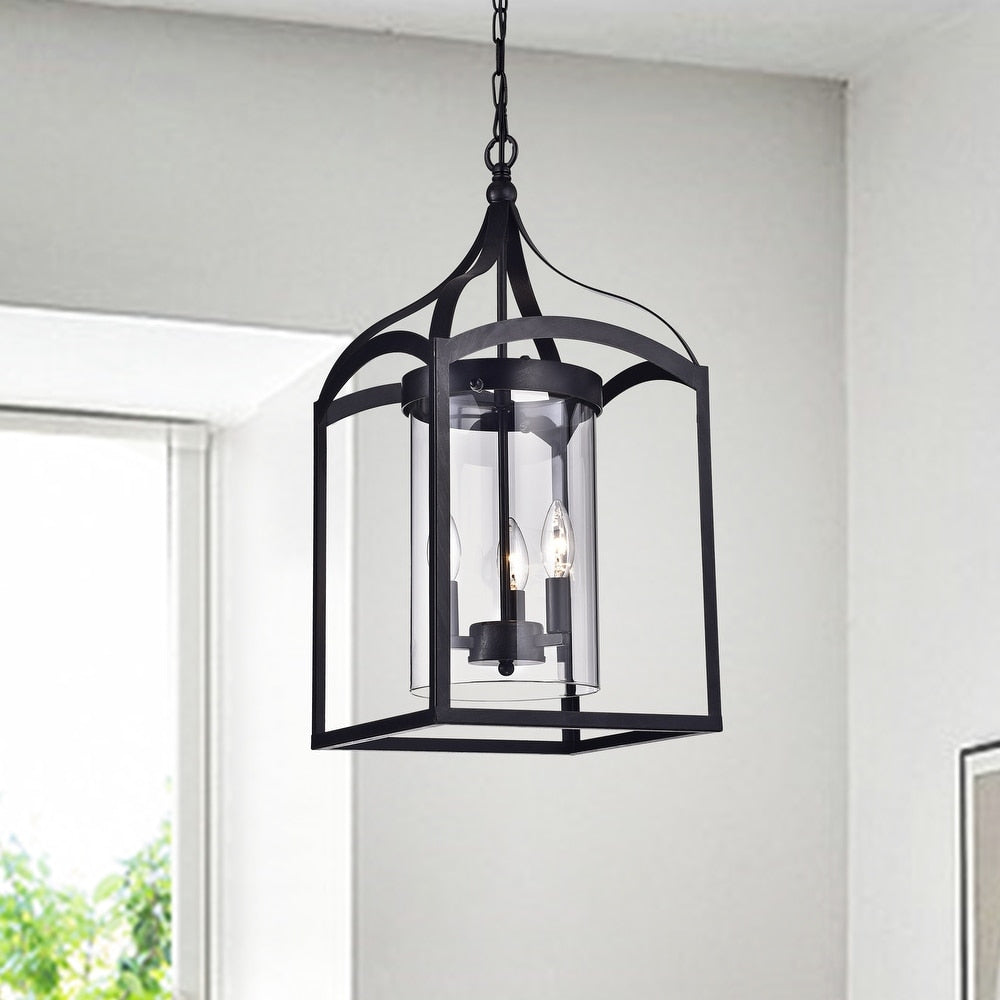 3-Light Foyer Black Pendant