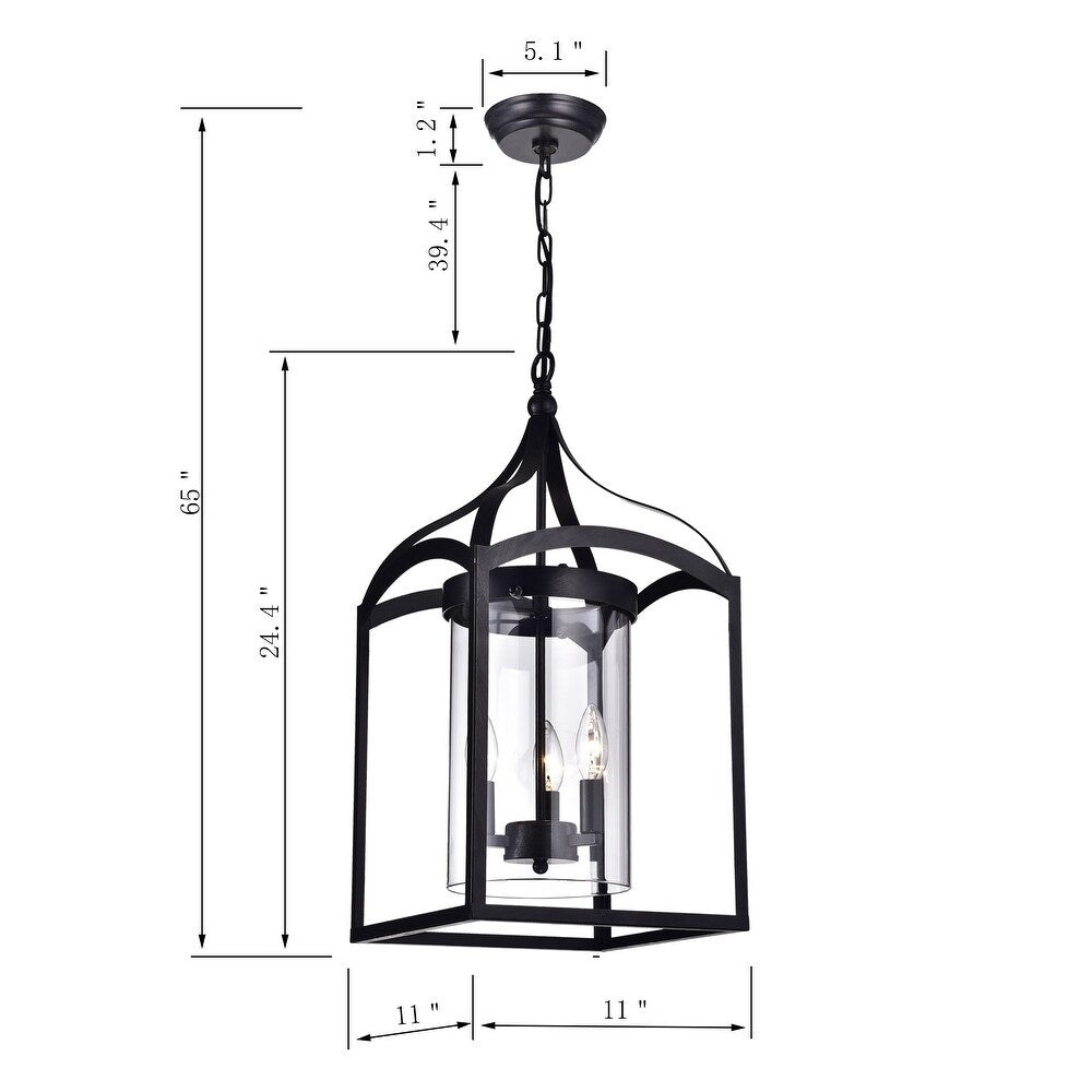 3-Light Foyer Black Pendant