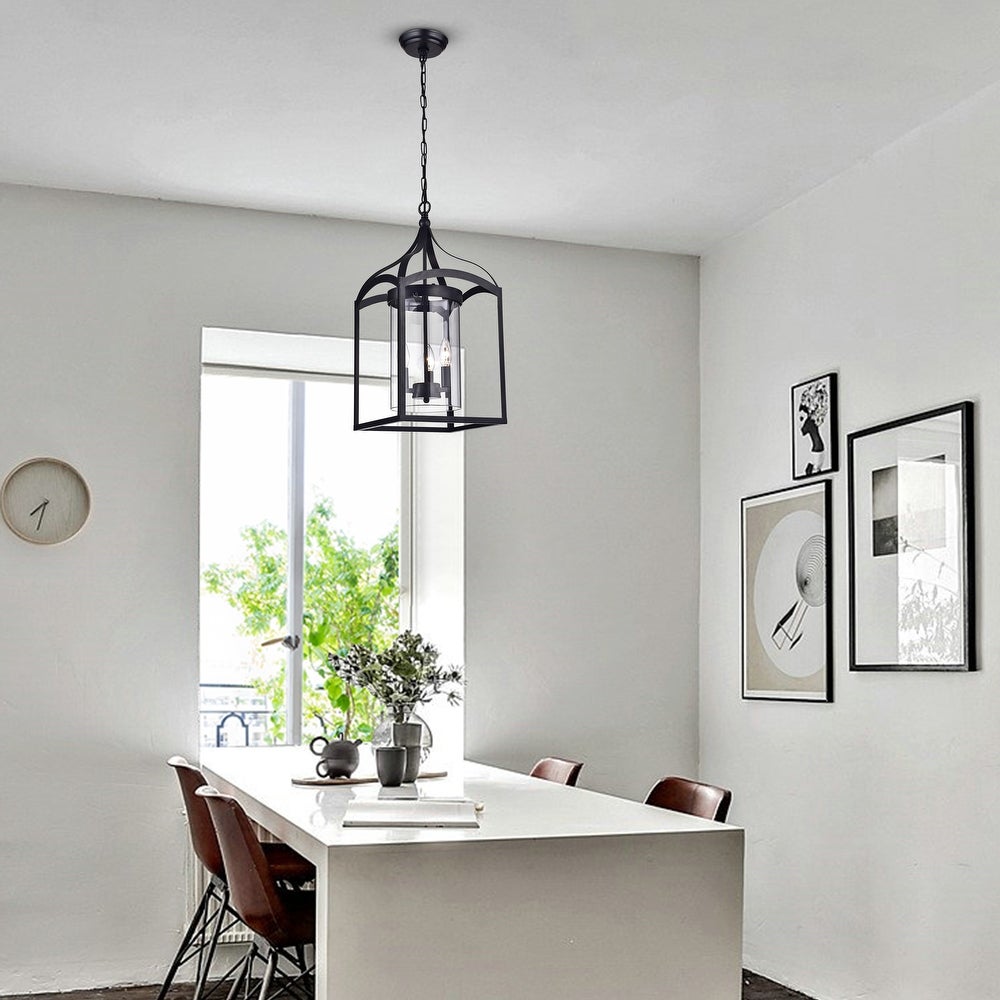 3-Light Foyer Black Pendant