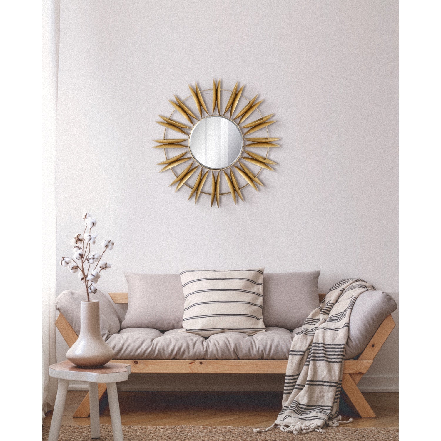 MacLuu Sunburst Aesthetic Sunflower Metal Wall Mirror