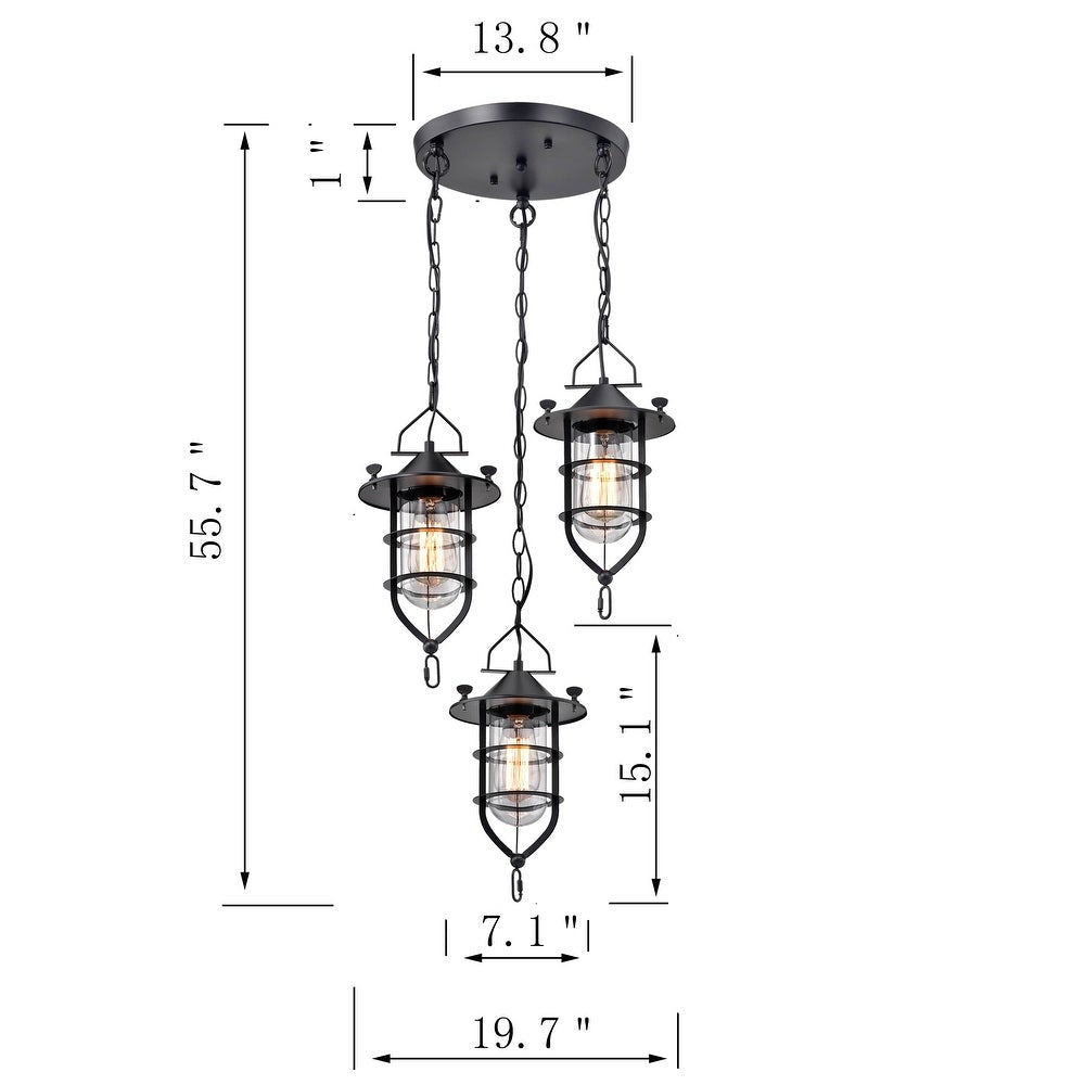 3-Light Kitchen Island Pendant