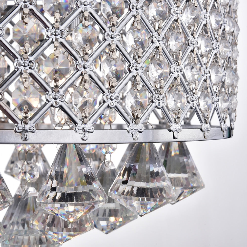 Chrome Metal and Crystal 4-Light Semi-flush-mount Fixture