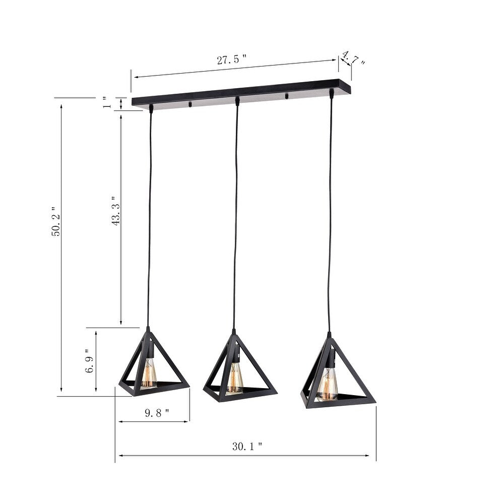 3-Light Kitchen Island Geometric Pendant