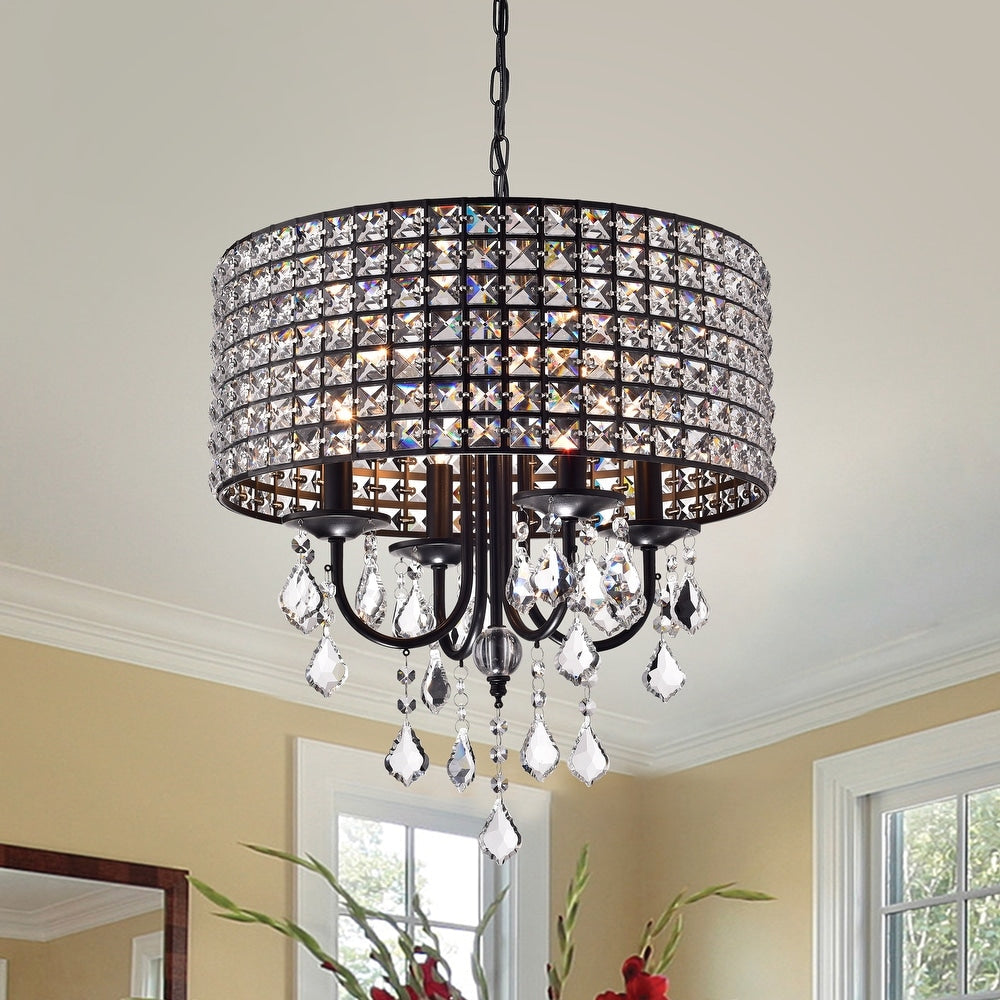 4-Light Crystal Drum Chandelier