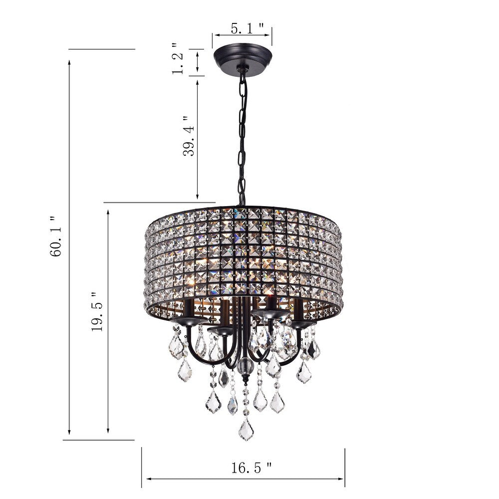 4-Light Crystal Drum Chandelier