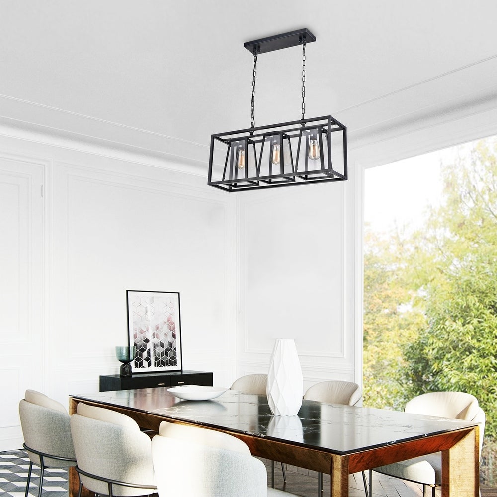 3-Light Kitchen Island Linear Pendant