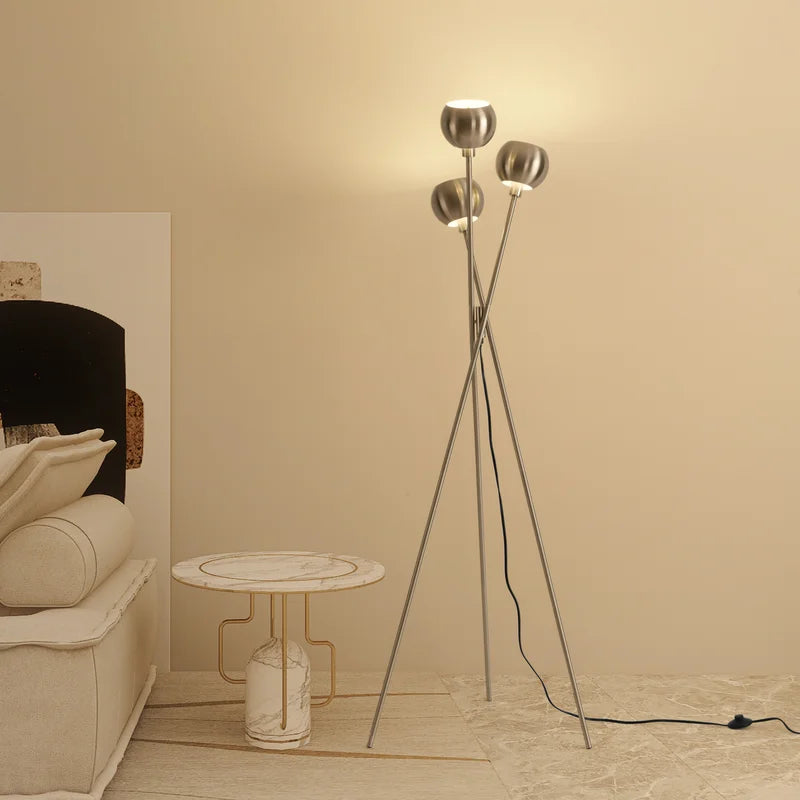 MacLuu 68 Inch Silver Metal Tripod Floor Lamp