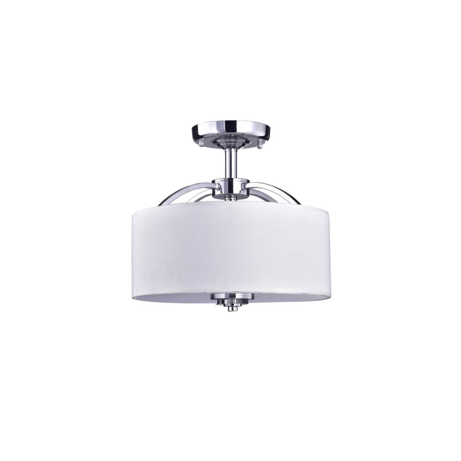 3-Light Semi White Shade Flush Mount