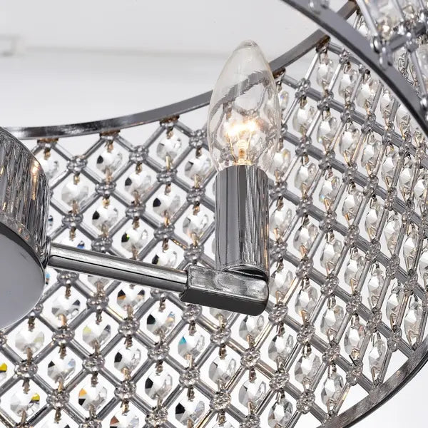 Iron and Glass 4-Light Semi-flush Ceiling Light Fixture