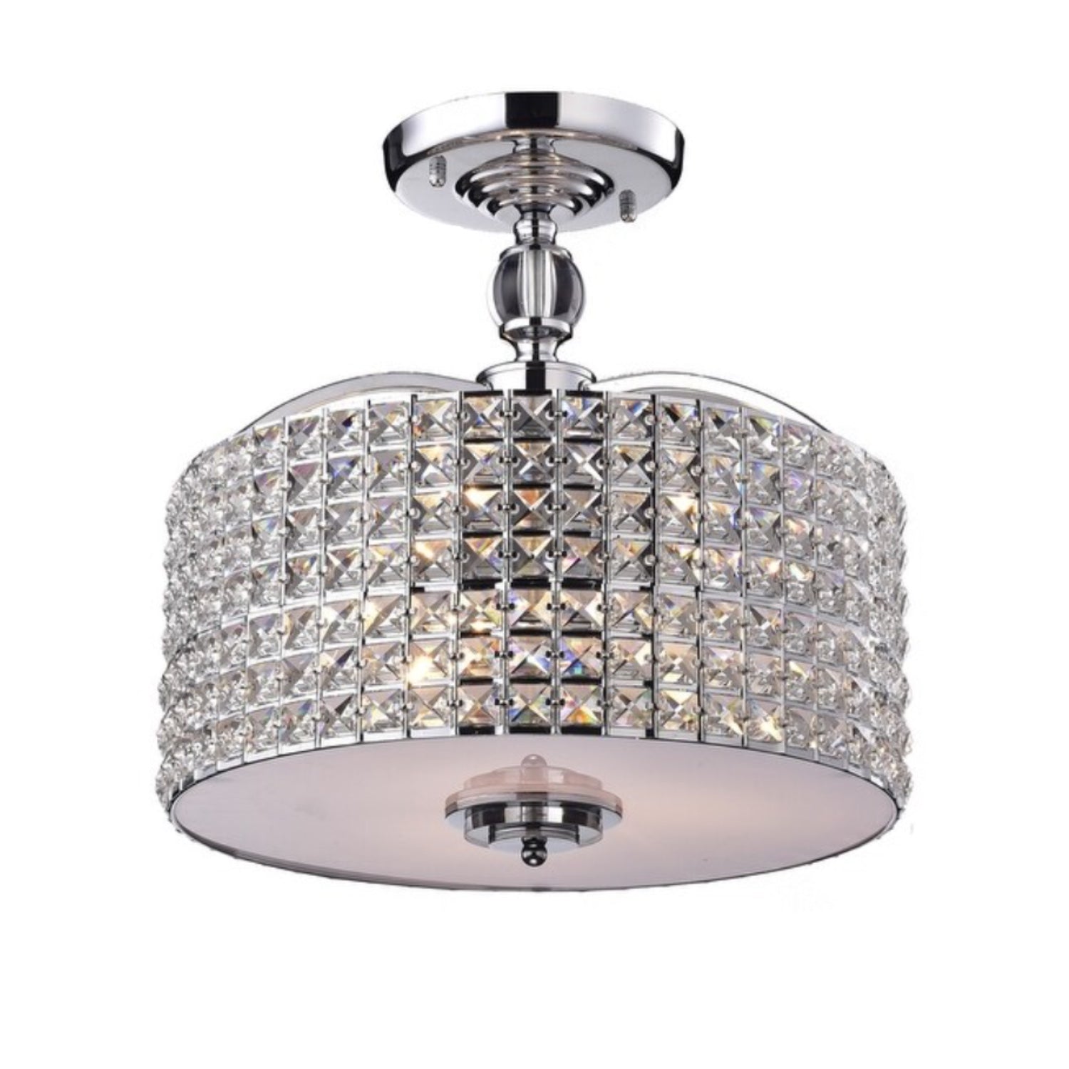 3-Light Chrome Crystal Semi Flush Mount