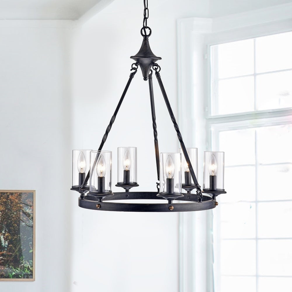 6-Light Candle Style Wheel Chandelier