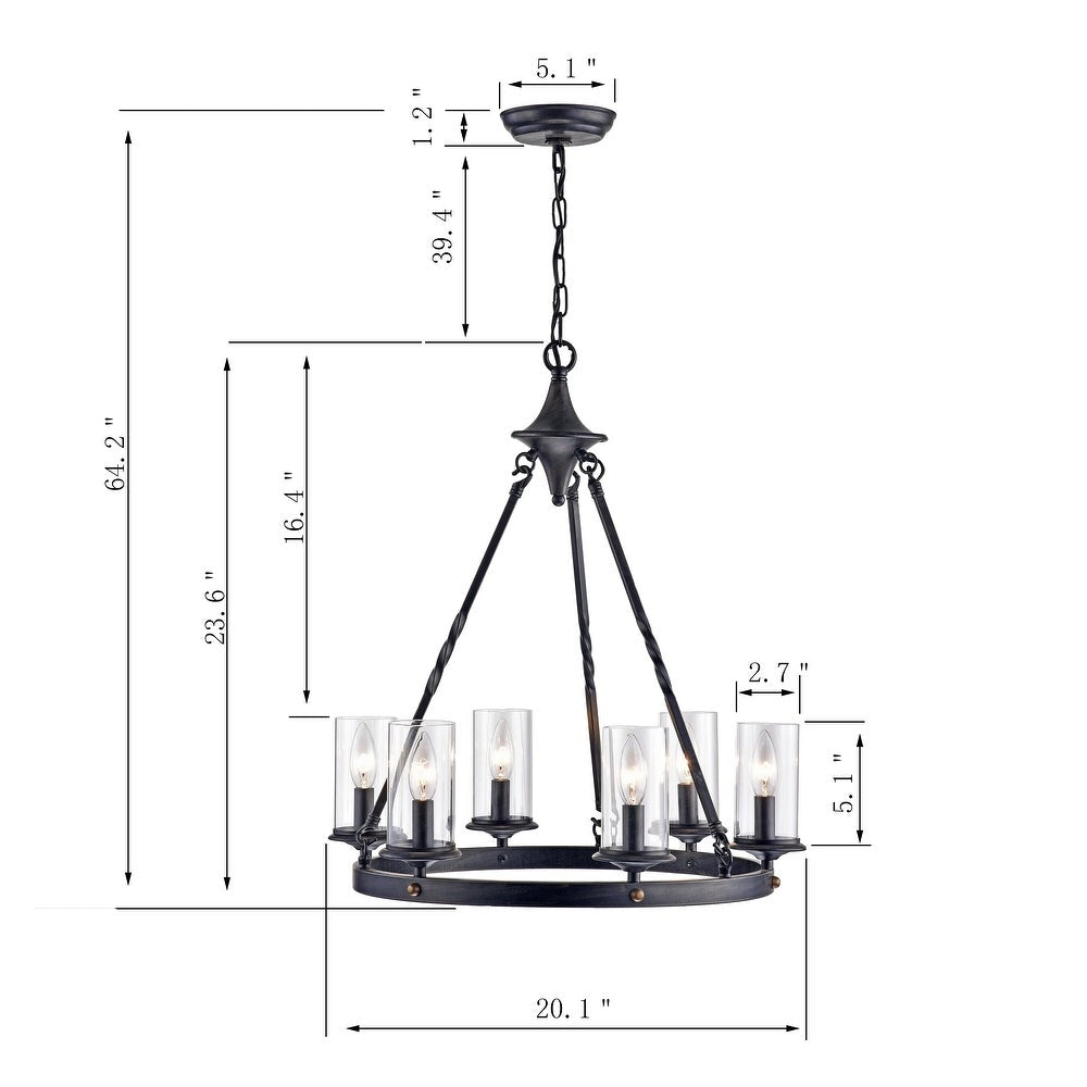 6-Light Candle Style Wheel Chandelier