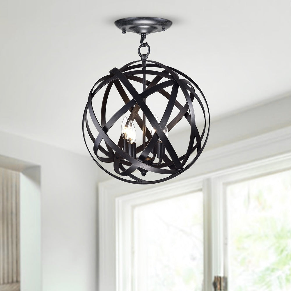 Iron 4-Light Semi-flush-mount Fixture