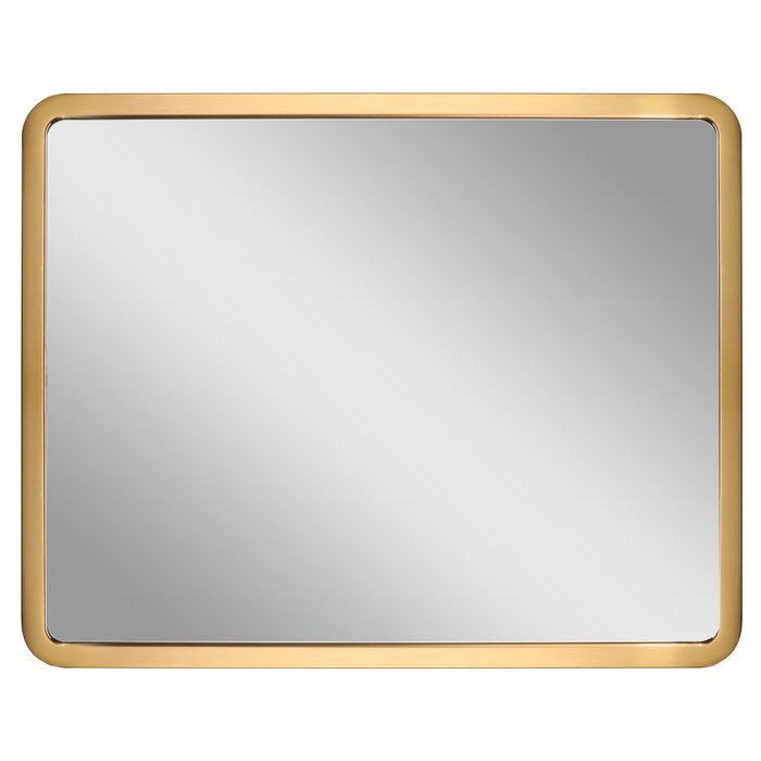 MacLuu 30 Inch Gold Rectangle Curved Edge Metal Mirror