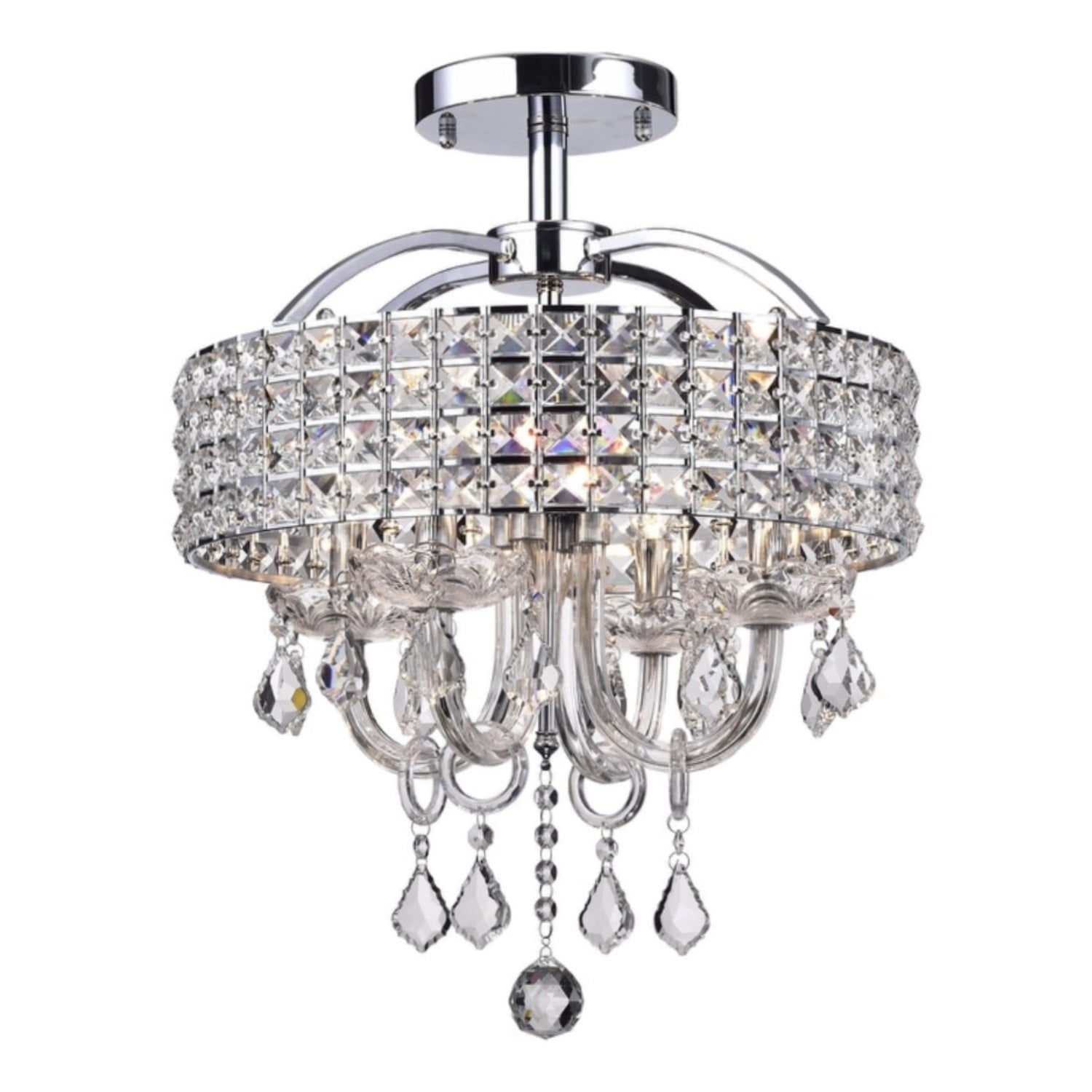 4-Light Chrome Semi-flush-mount Fixture